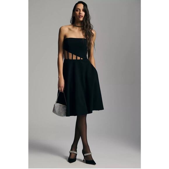 Dress The Population Womens Corset Asymmetric-Panel Strapless Anneli Dress XXS - Picture 1 of 10